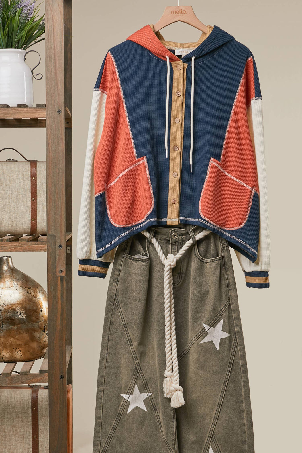 Multi Colorblock Patch Pocket Hoodie
