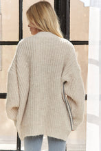 Beige Long Sleeve Multicolor Pocket Sweater