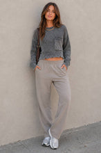 Charcoal Cropped Mineral Wash Distressed Sweater