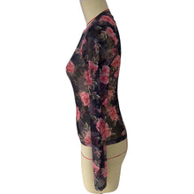 Multi Semi Sheer Rose Chiffon Mesh Lace Top