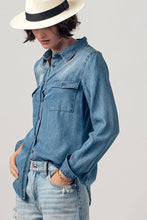 White Classic Tencel Utility Casual Button Down Chambray Urban Daizy Shirt