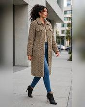 Khaki Quilted Sherpa Long Button Jacket