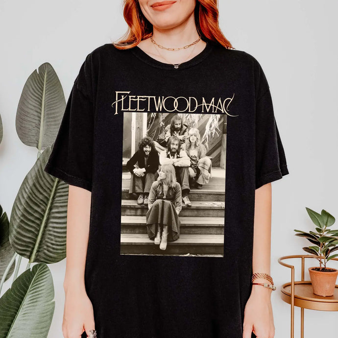Black Stevie Nicks Boho Upcycled Tee Shirt
