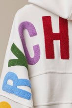 Ivory Multi HoHoHo Christmas Patch Zip-Up Hoodie