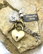 Boho Heart Lock Charm Necklace