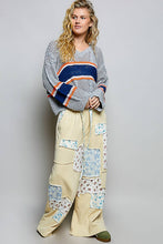Grey Striped Cable Knit Straight Sleeve Acrylic POL Sweater