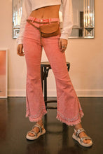 Hot Pink Distressed Botton Edge Rhinestone Jeans