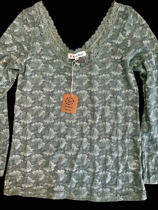 Sage Lace Layer Rare Bird Shirt