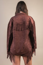 Choco Suede Fring Detail Western Jacket Shacket