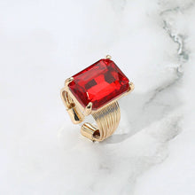 Black Emerald Cut Stone Adjustable Ring