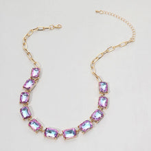 Lavender Cushion Rectangular Stone Cluster Link Evening Necklace