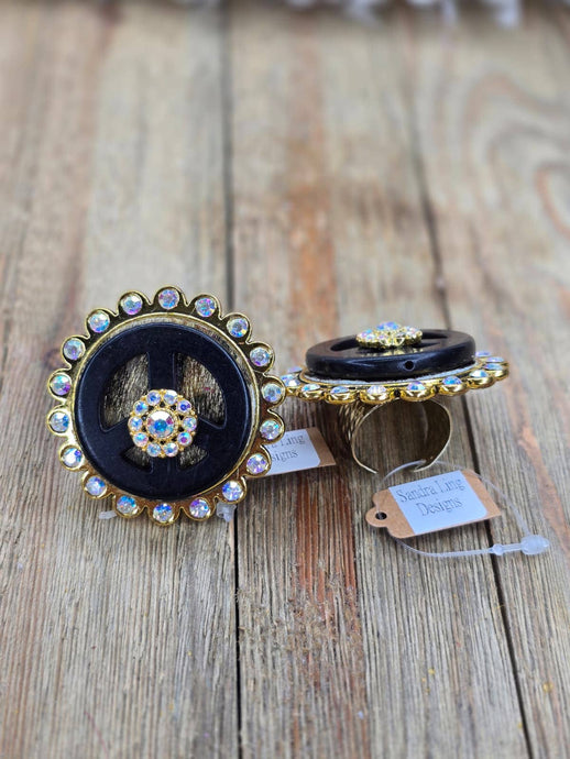 Black Peace & Sparkle Ring Collection