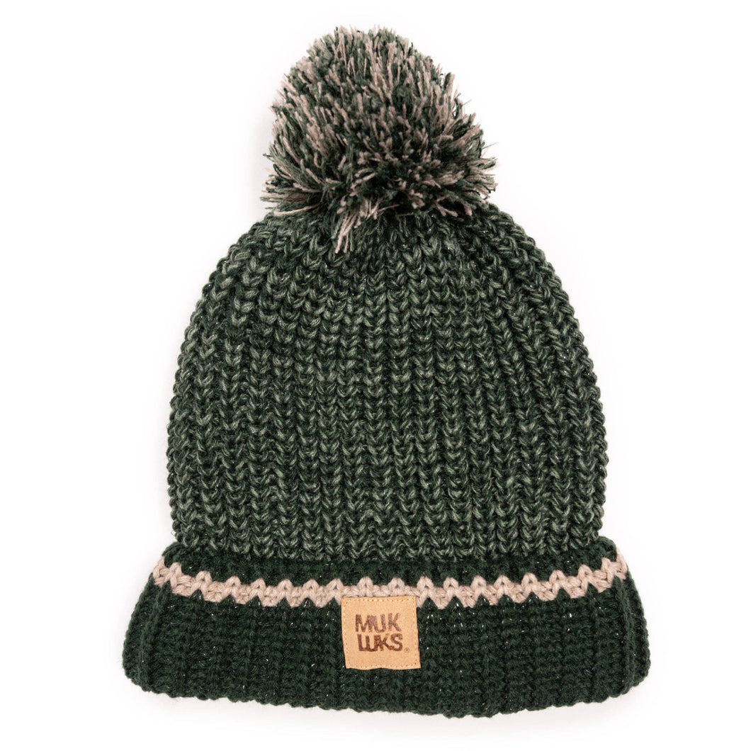 Olive Cream Muk Luks Women's Marled Chunky Stitch Hat