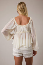 Ivory Ruffle Long Sleeve Flare Blouse
