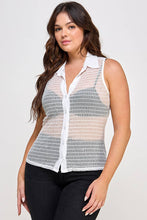 White Plus Size Collared Mesh Smock Glitter Button Down Top
