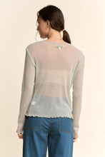 Cream Sheer Rhinestone Long Sleeve DD Mesh Top