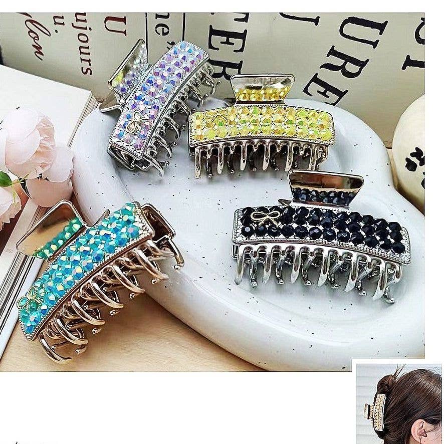 12pk Rainbow Stone Lightweight Hair Jaw Clip