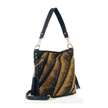 Gold Beautifully Unique Rhinestone Pattern Crossbody Hobo