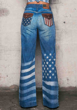 Flag Digital Print Wide Leg Jeans