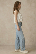 Off White Lace Tiered Crop Mello Top with Lace Straps