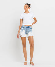 Tranquil Super High Rise Distressed Vervet Mom Shorts