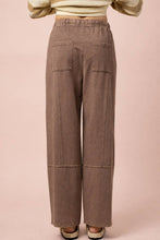 Mocha Mineral Washed Wide Leg Casual Comfy Pants