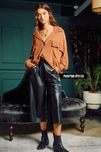 Brown Soft Solid Rib Knit Cropped Bucketlist Shacket: