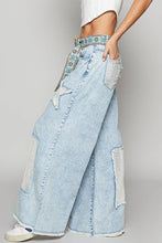 Denim Vintage washed crochet star patch solid POL pants