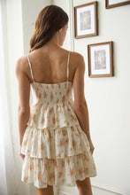 Coral Multi Floral Front lace Up Ruffle Tiered Mini Dress