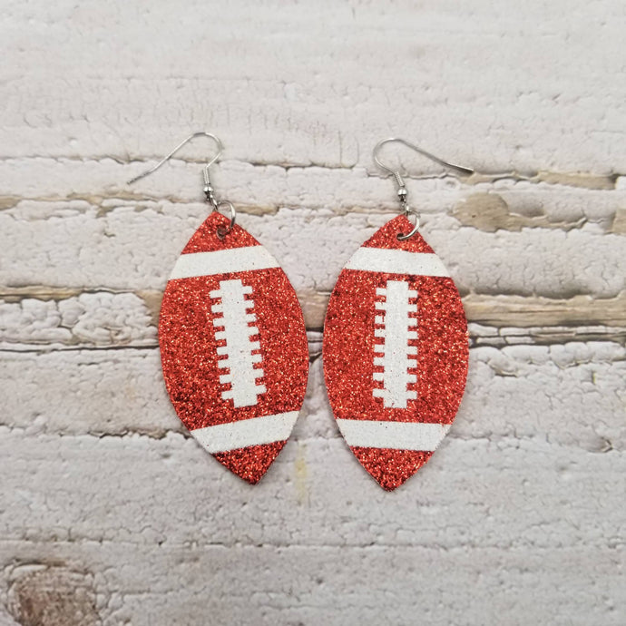 Shiny Colorful Rugby PU Earrings: Red