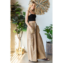 Coffee Washed 3D Pocket Slouchy Wide Leg Oli+Hali Pants