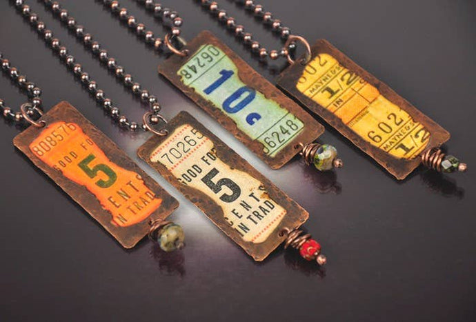 Random Vintage Look Ticket Necklace