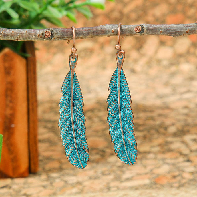 Turquoise Feather Earrings