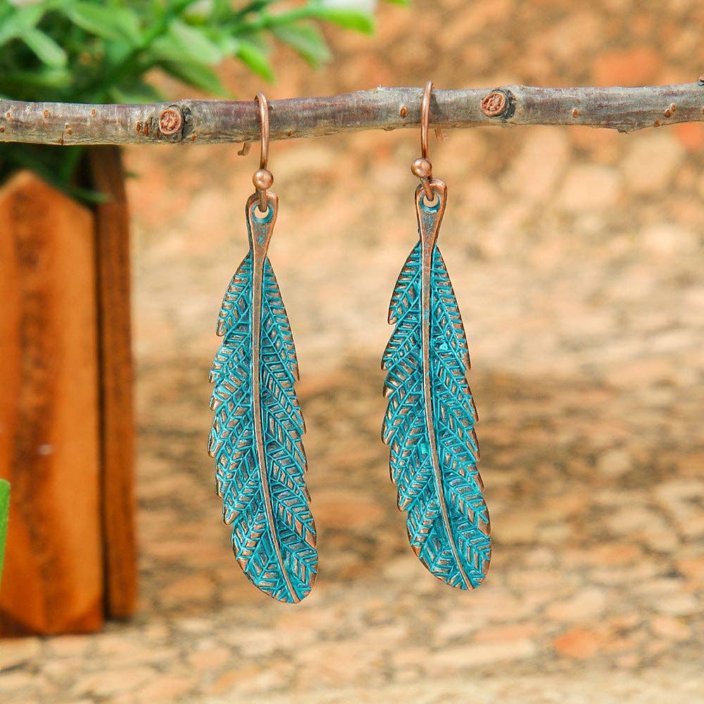 Turquoise Feather Earrings
