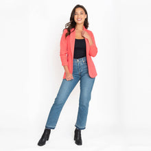 Geranium Dove Ruched Stretch 3/4  Sleeve Crepe Blazer