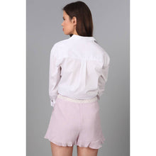 Mauve Ruffle Bottom Short With Lace Trim
