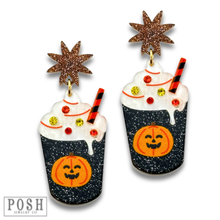 Black Halloween pumpkin drink earring
