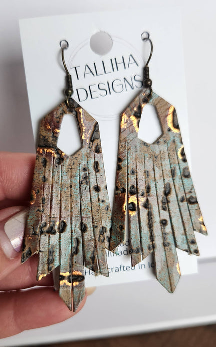 Copper Wildwood Genuine Leather Boho Western Fringe Earrings