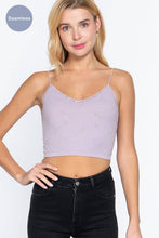 Black V-neck with Lace Trim Floral Jacquard Seamless Crop