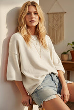 Off White Short Sleeve Relaxed Sweater Top