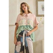 Blush Washed Collared Half Placket Oli+Hali Top