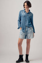 White Classic Tencel Utility Casual Button Down Chambray Urban Daizy Shirt