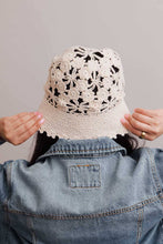Floral Crochet Bucket Sun Hat: Natural
