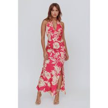Fuchsia Halter Floral Maxi Dress