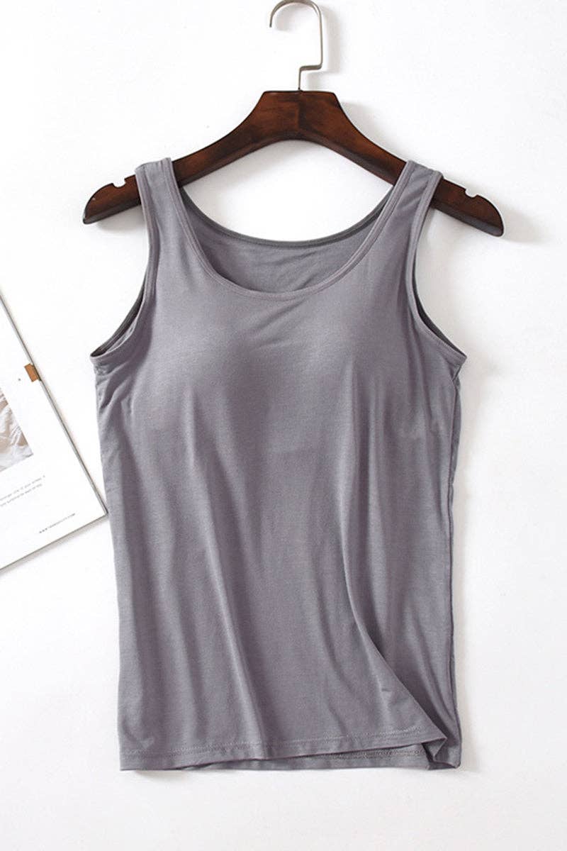 Elegant Sleeveless Tank Top: DARK GREY / S