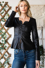 Black Long Sleeves 2Way Zipper Front Peplum Jacket