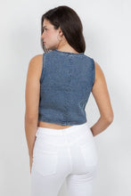 Medium Wash Tie-Front Denim Vest