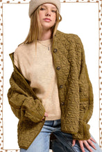 Birdy Sage Oversized Soft Quilted Button Down Jacket