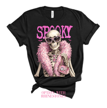 Black Spooky Skeleton Blingy Rhinestone Graphic Tee