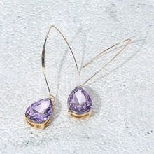 Peach Teardrop Stone Cluster Long Drop Earrings